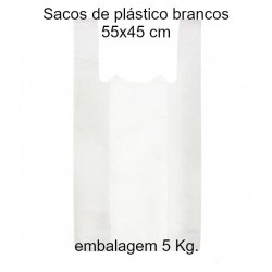 Sacos de plástico branco 55x45 cm com alças