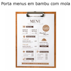 Porta menús em bambu 22,9x31,8x0,4cm com clip