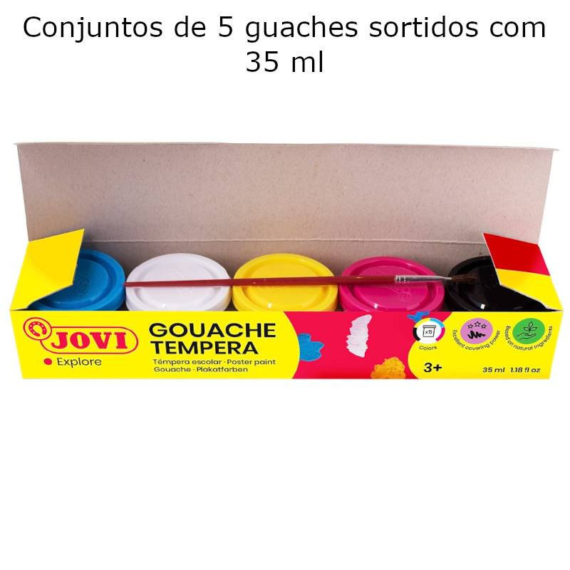 Conjuntos de 5 guaches sortidos Jovi com 35 ml.