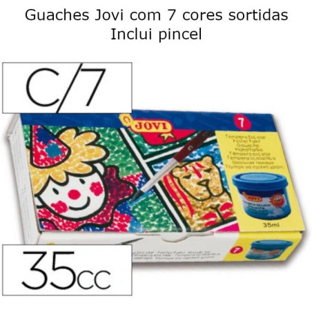 Guaches Jovi com 7 cores sortidas de 35 cc.
