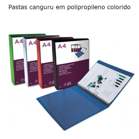 Pastas canguru A4 em polipropileno colorido