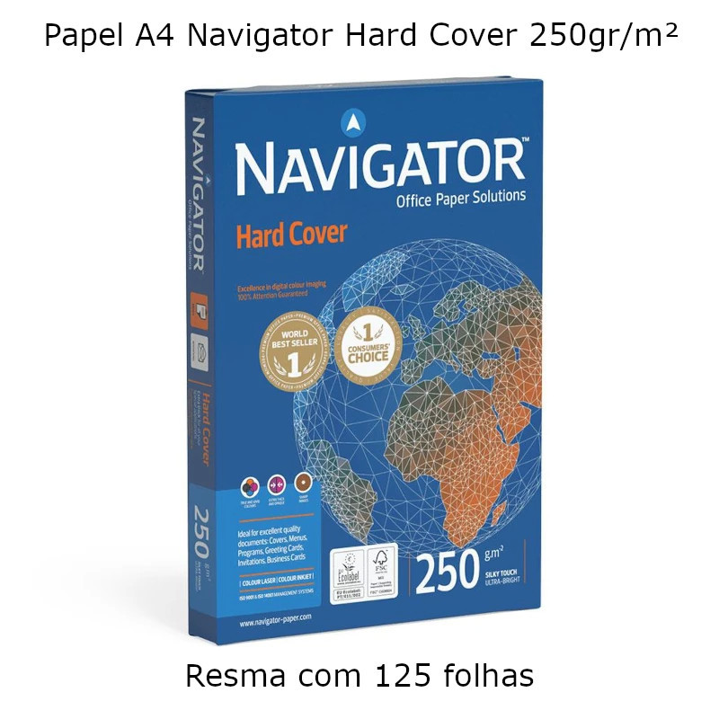 Papel A4 Navigator Hard Cover 250gr/m² - resma com 125 fls.