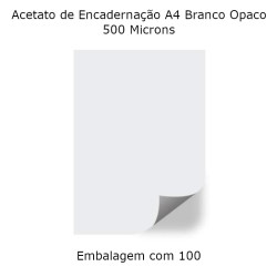 Acetato de Encadernação A4 Branco Opaco 500 Microns