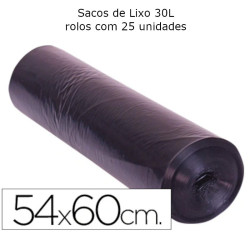 Sacos de Lixo Pretos 54x60 cm (30L) em Rolo
