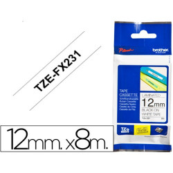 Fitas Brother TZE-231 de texto preto sobre fundo branco