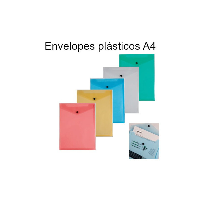 Envelopes saco plásticos coloridos A4