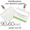Identificadores 90x60 mm com mola e abertura superior