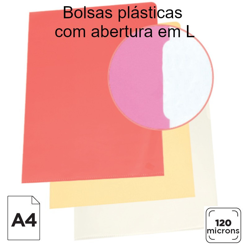 Bolsas plásticas com abertura em L