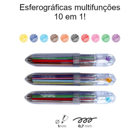 Esferográficas multifunções 10 em 1