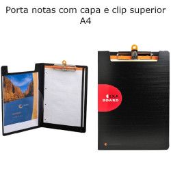 Porta notas A4 com capa e clip superior grande