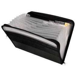 Pastas classificadoras A4 com 13 departamentos e fecho zip