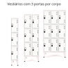 Vestiários com três cacifos por corpo