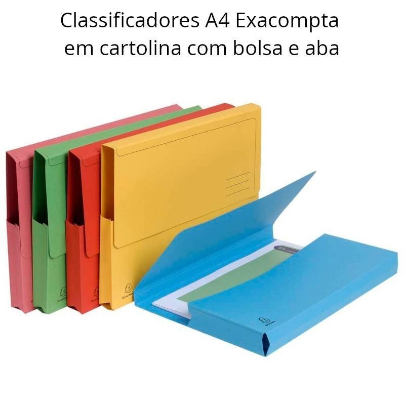 Classificadores A4 Exacompta em cartolina reciclada cores sortidas