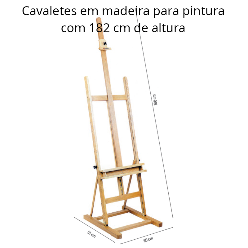 Cavaletes em madeira para pintura com 182 cm de altura