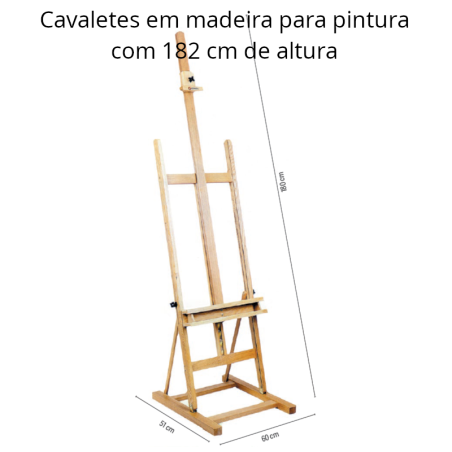 Cavaletes em madeira para pintura com 182 cm de altura