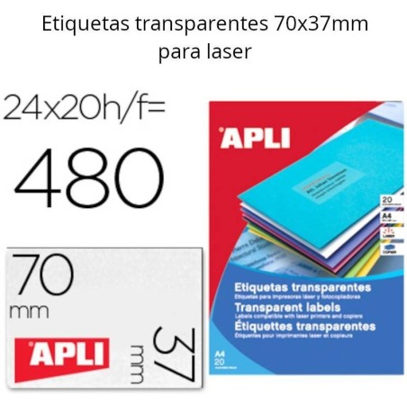 Etiquetas adesivas transparentes 70x37mm para laser