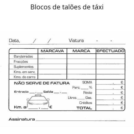 Blocos de talões de táxi