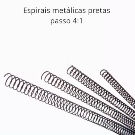 Espirais metálicas pretas passo 4:1