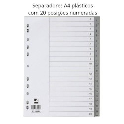 Separadores A4 plásticos com 20 posiçóes numeradas