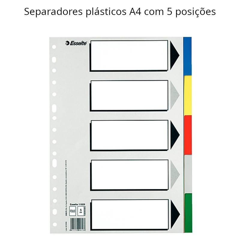 Separadores plásticos A4 com 5 posições