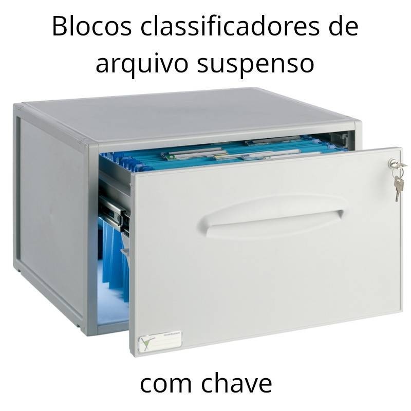 Módulo de uma gaveta para arquivo suspenso com chave