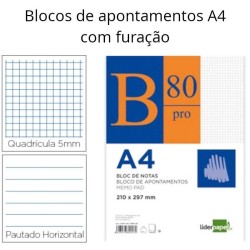 Blocos de notas A4 com 4 furos