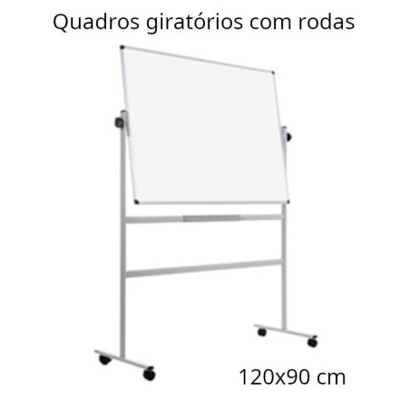 Quadros brancos giratórios com rodas 120x90