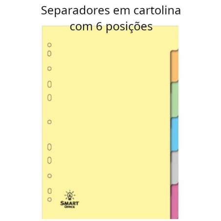 Separadores de cartolina com 6 posições