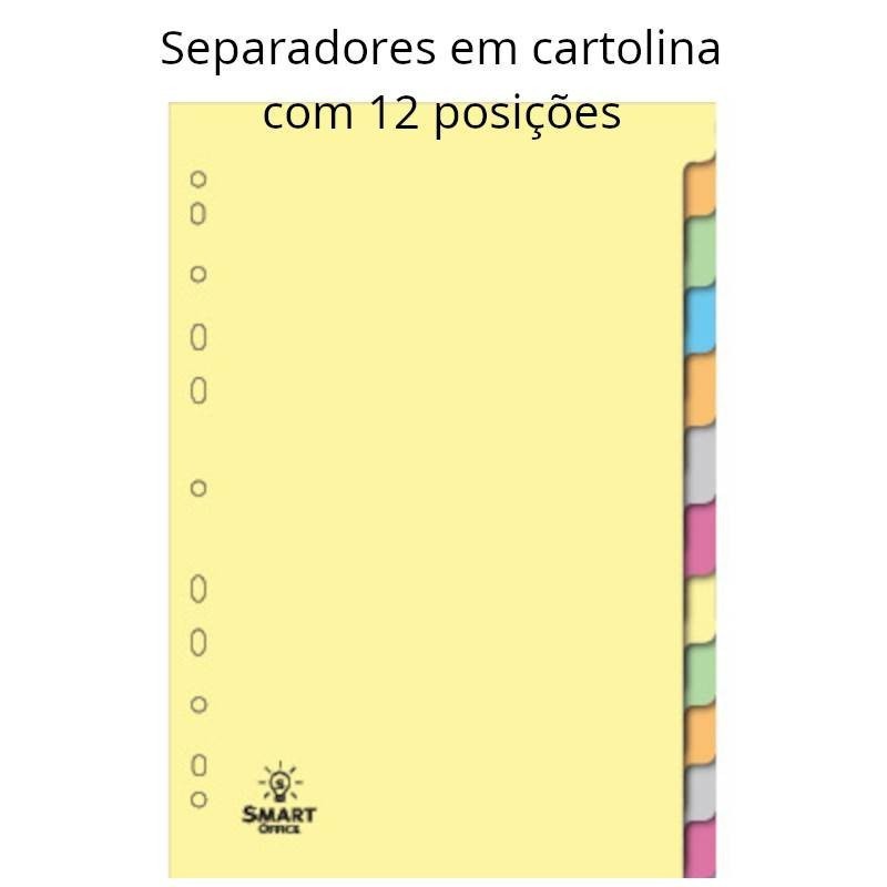 Separadores de cartolina com 12 posições