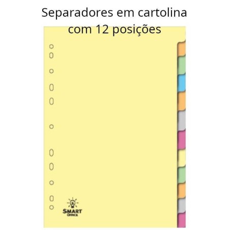 Separadores de cartolina com 12 posições