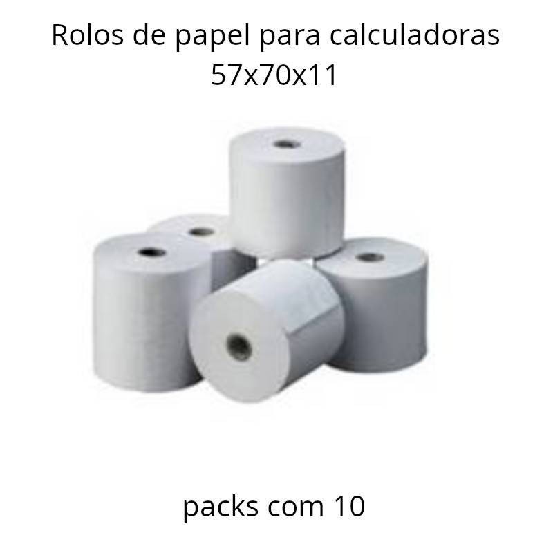 Rolos de papel 57x70x11 para calculadoras