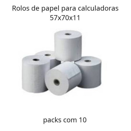 Rolos de papel 57x70x11 para calculadoras