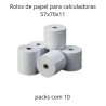 Rolos de papel 57x70x11 para calculadoras