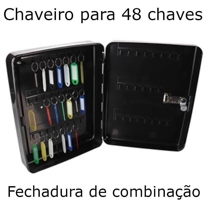 Chaveiros pretos para 46 chaves com fechadura de combinação