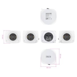 Extensão multiconexões com 3x Tomadas 2x USB-A e 2x USB-C