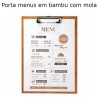 Porta menús em bambu 22,9x31,8x0,4cm com clip
