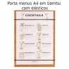 Porta menus em bambu A4 com elásticos