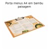 Porta menús em bambu A4 paisagem com clip