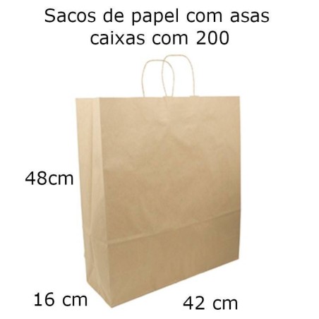 Sacos em papel Kraft com asas retorcidas 42x16x48cm