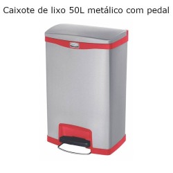 Contentor de lixo 50L Metálico com Pedal Cinza / Vermelho