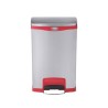 Contentor de lixo 50L Metálico com Pedal Cinza / Vermelho