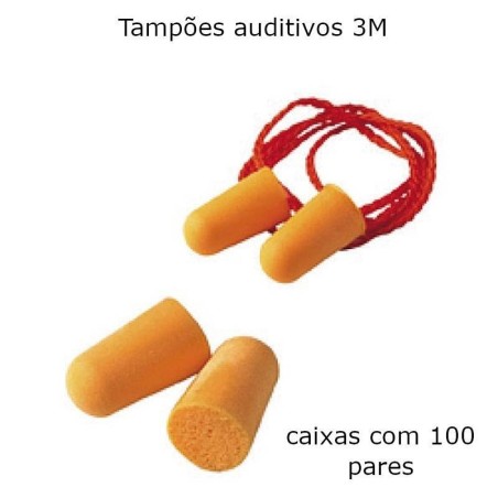 Tampões para ouvidos 3M descartáveis com cordão - Caixas de 100 Pares