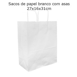 Sacos de papel branco 27x16x31cm com asas