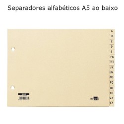 Separadores A5 alfabéticos em cartolina ao baixo