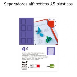 Separadores alfabéticos A5 plásticos ao alto