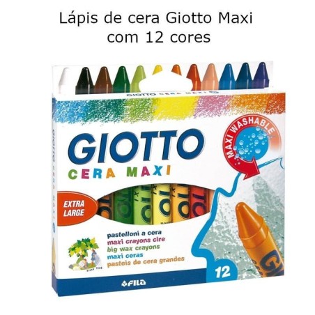 Lápis de cera Giotto Maxi com 12 cores