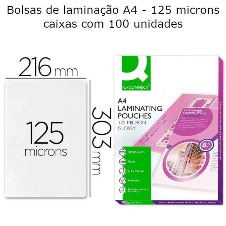 Bolsas de plastificar A4 (216X303 mm) 125 microns