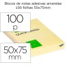 Blocos de notas adesivas amarelas 50x75mm