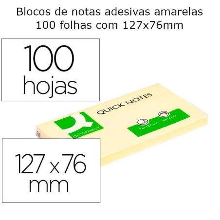 Blocos de notas adesivas amarelas 76x127mm