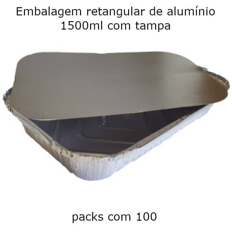Embalagem Alimentar Retangular de Alumínio 1500ml